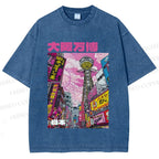 Unisex Osaka Japanese City View Printed Washed Tee