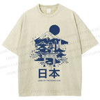 Unisex Mount Fuji Japanese Graffiti Printed Washed Tee