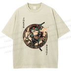 Unisex Ukiyo-e Frog Printed Washed Tee