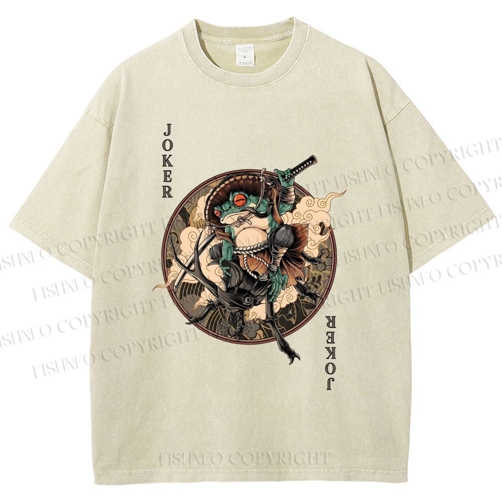 Unisex Ukiyo-e Frog Printed Washed Tee
