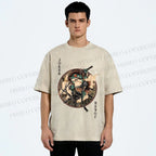 Unisex Ukiyo-e Frog Printed Washed Tee