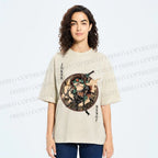 Unisex Ukiyo-e Frog Printed Washed Tee