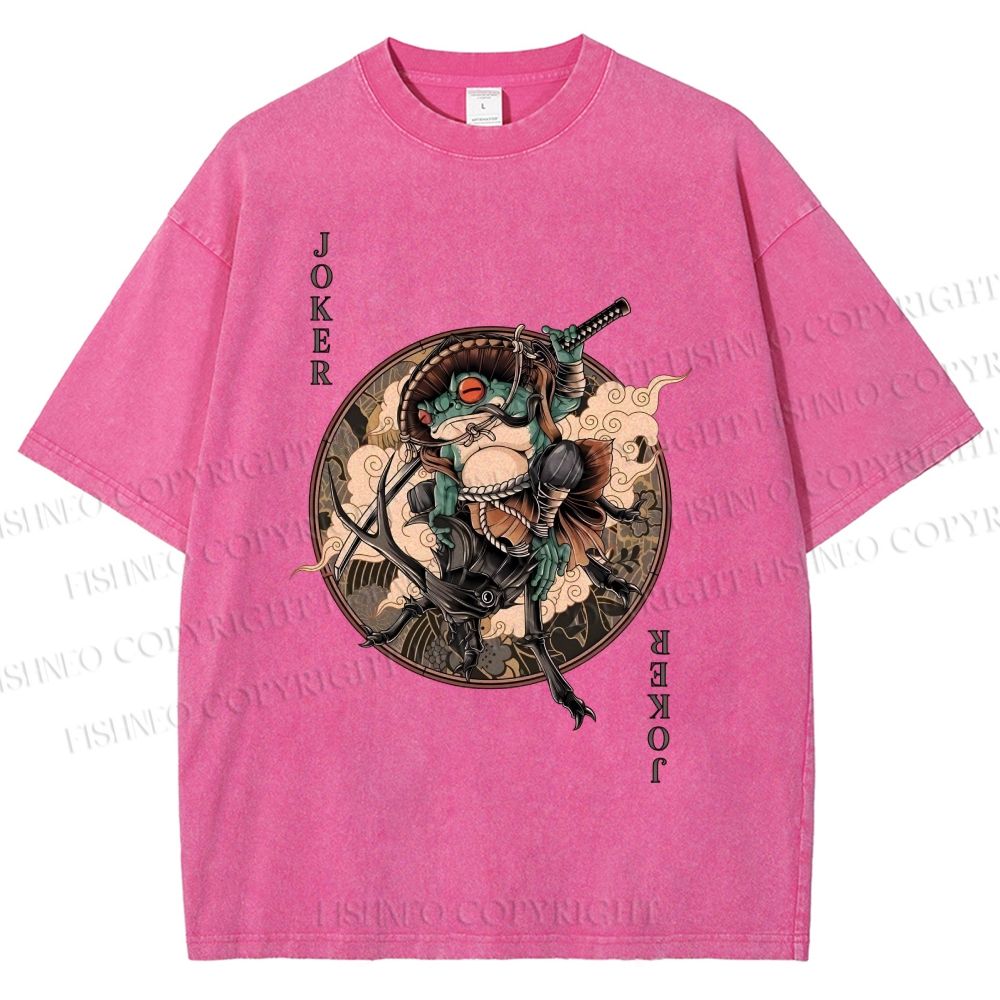 Unisex Ukiyo-e Frog Printed Washed Tee