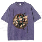 Unisex Ukiyo-e Frog Printed Washed Tee