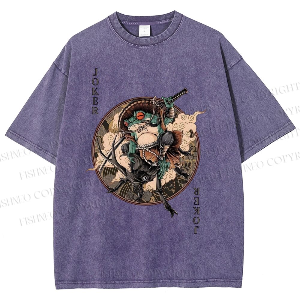 Unisex Ukiyo-e Frog Printed Washed Tee