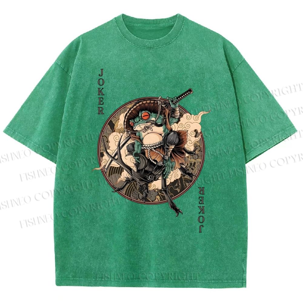 Unisex Ukiyo-e Frog Printed Washed Tee