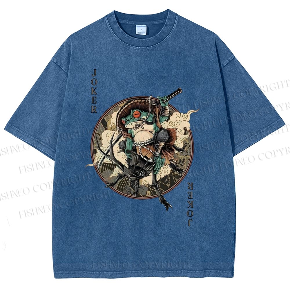 Unisex Ukiyo-e Frog Printed Washed Tee