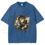 Unisex Ukiyo-e Frog Printed Washed Tee