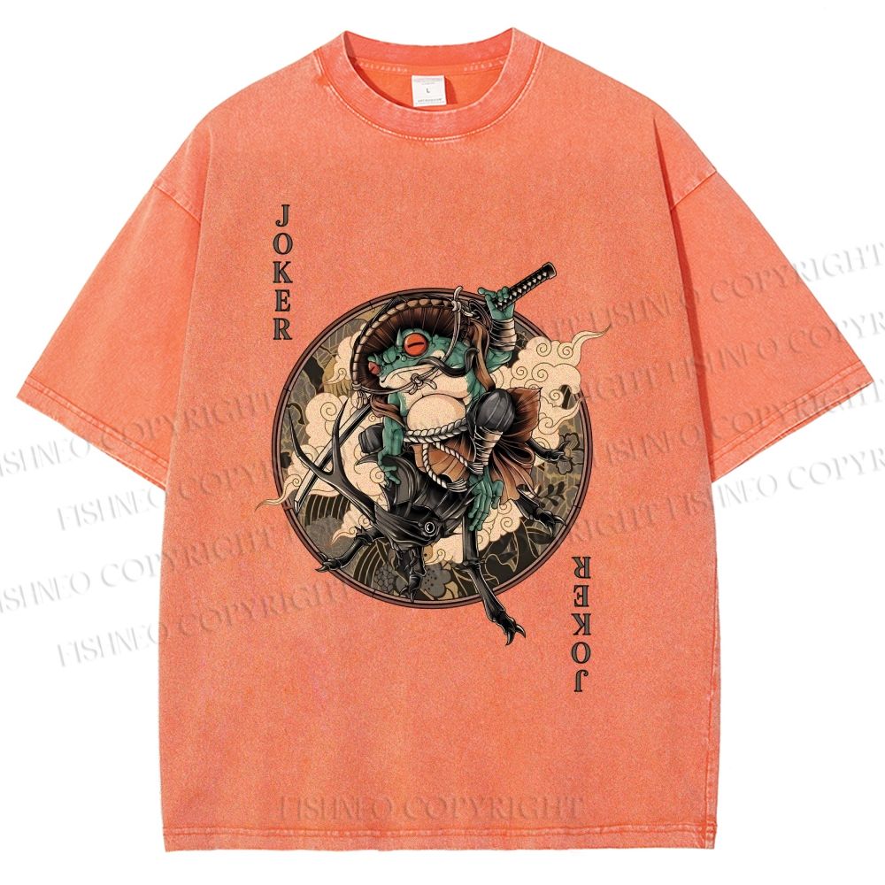 Unisex Ukiyo-e Frog Printed Washed Tee