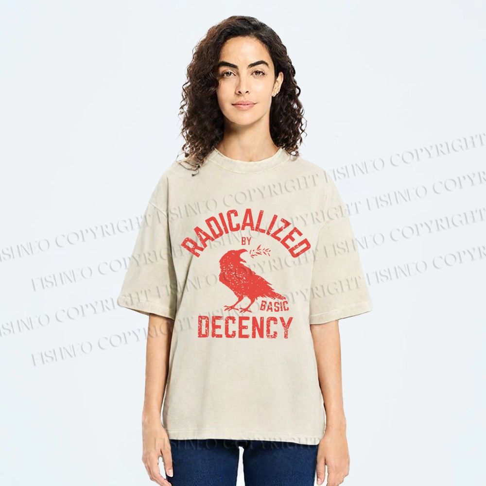 Unisex Radicalized by Basic Decency Printed Washed Tee