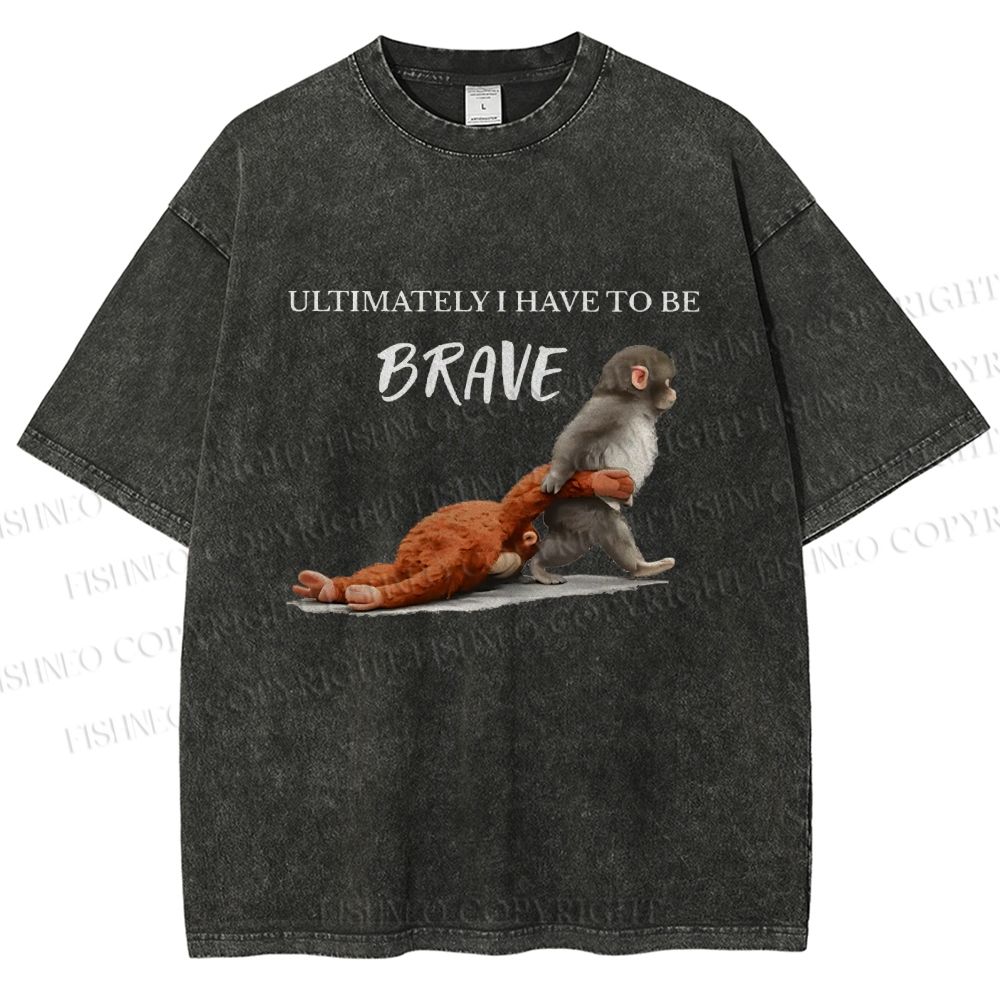 Unisex Punch Needs To Learn To Be Brave Printed Washed Tee
