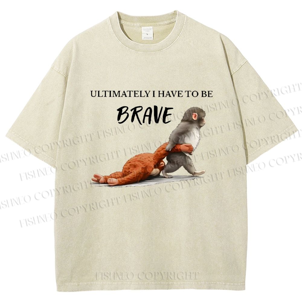 Unisex Punch Needs To Learn To Be Brave Printed Washed Tee
