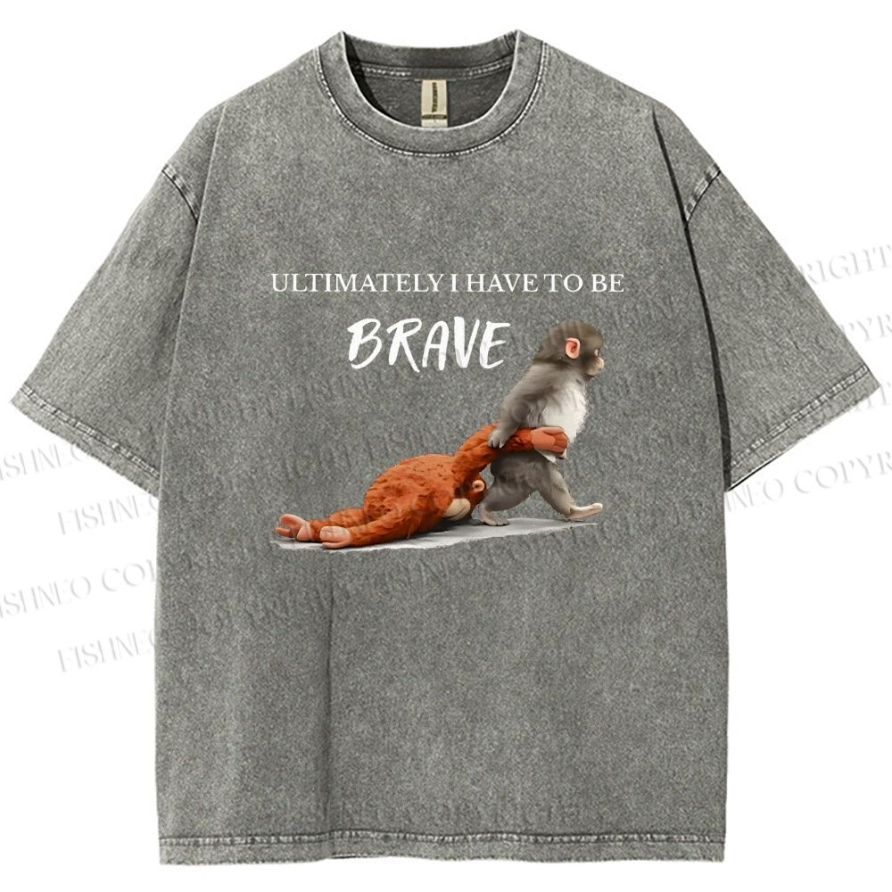 Unisex Punch Needs To Learn To Be Brave Printed Washed Tee