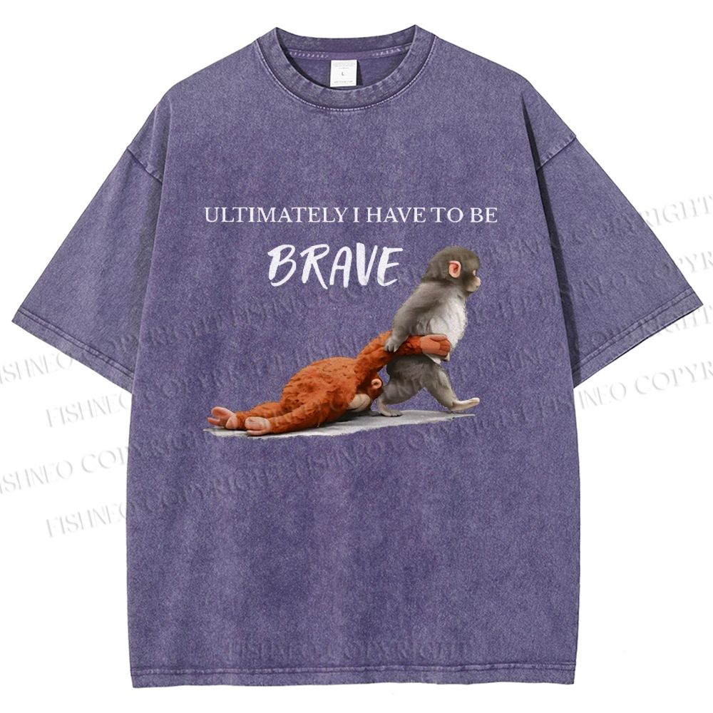 Unisex Punch Needs To Learn To Be Brave Printed Washed Tee