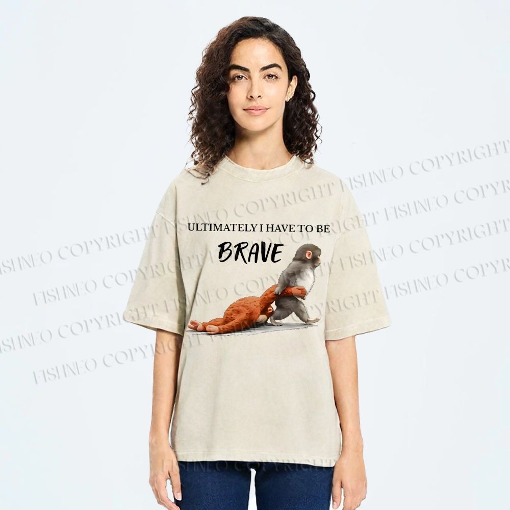 Unisex Punch Needs To Learn To Be Brave Printed Washed Tee