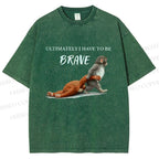 Unisex Punch Needs To Learn To Be Brave Printed Washed Tee