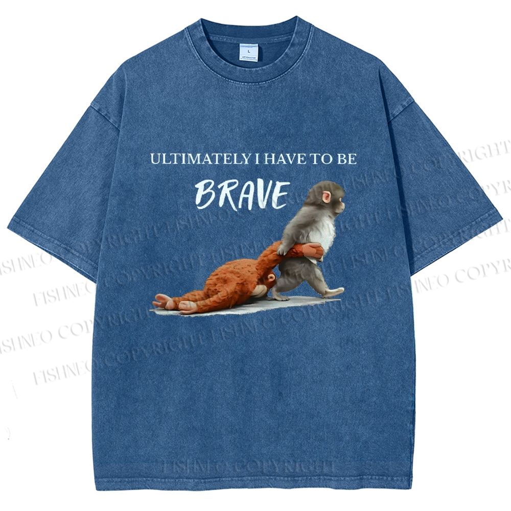 Unisex Punch Needs To Learn To Be Brave Printed Washed Tee