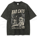 Unisex Bad Cats: Nine Lives Only Printed Washed Tee