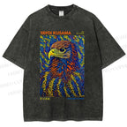 Unisex Yayoi Kusama Colorful Eagle Printed Washed Tee