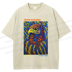 Unisex Yayoi Kusama Colorful Eagle Printed Washed Tee