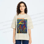 Unisex Yayoi Kusama Colorful Eagle Printed Washed Tee