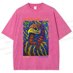 Unisex Yayoi Kusama Colorful Eagle Printed Washed Tee