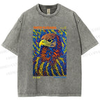 Unisex Yayoi Kusama Colorful Eagle Printed Washed Tee