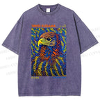 Unisex Yayoi Kusama Colorful Eagle Printed Washed Tee