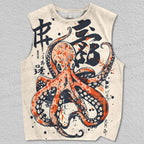 Unisex Japanese Vintage Octopus Printed Tank Top