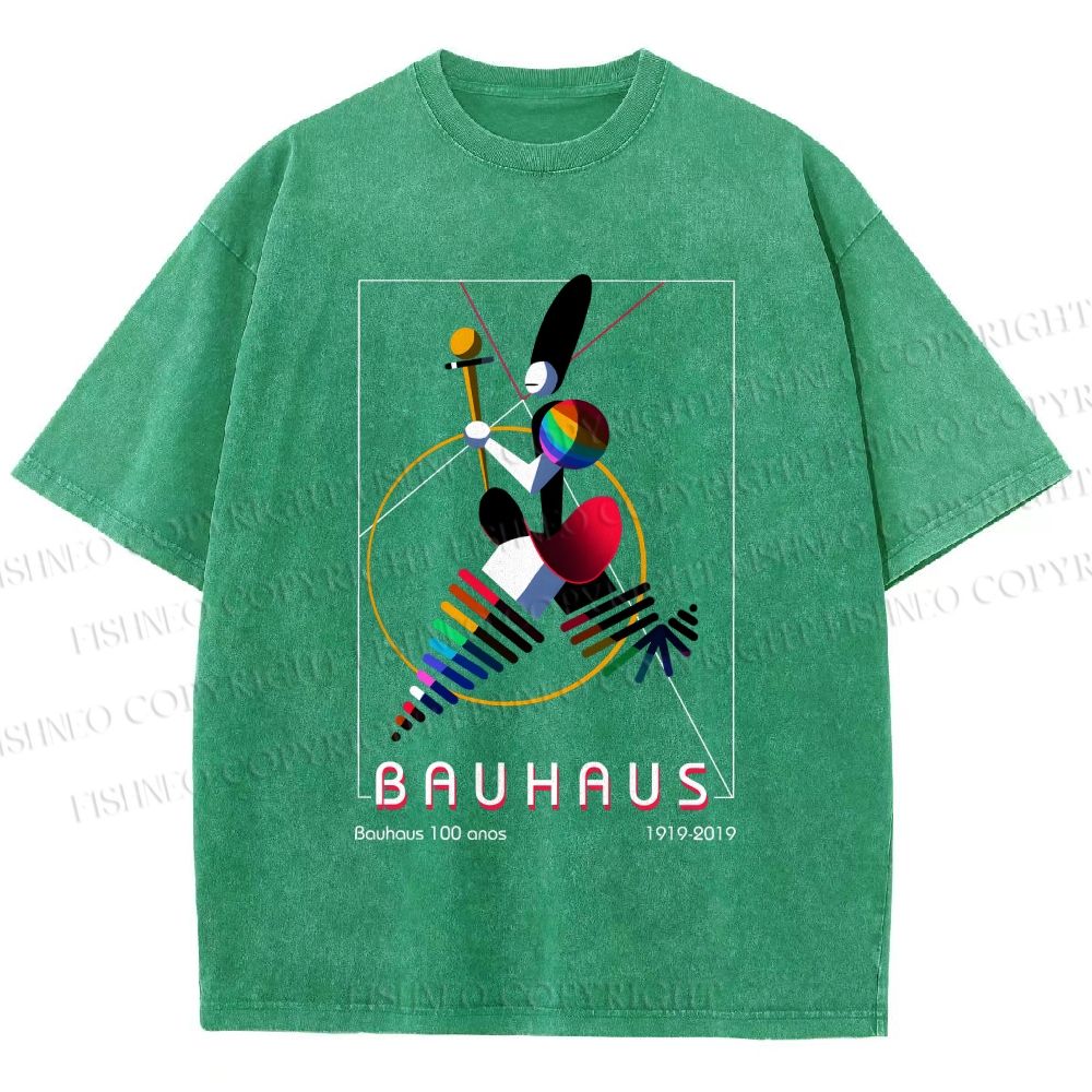 Unisex Bauhaus Abstract Art Magazine Printed Washed Tee