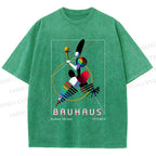 Unisex Bauhaus Abstract Art Magazine Printed Washed Tee