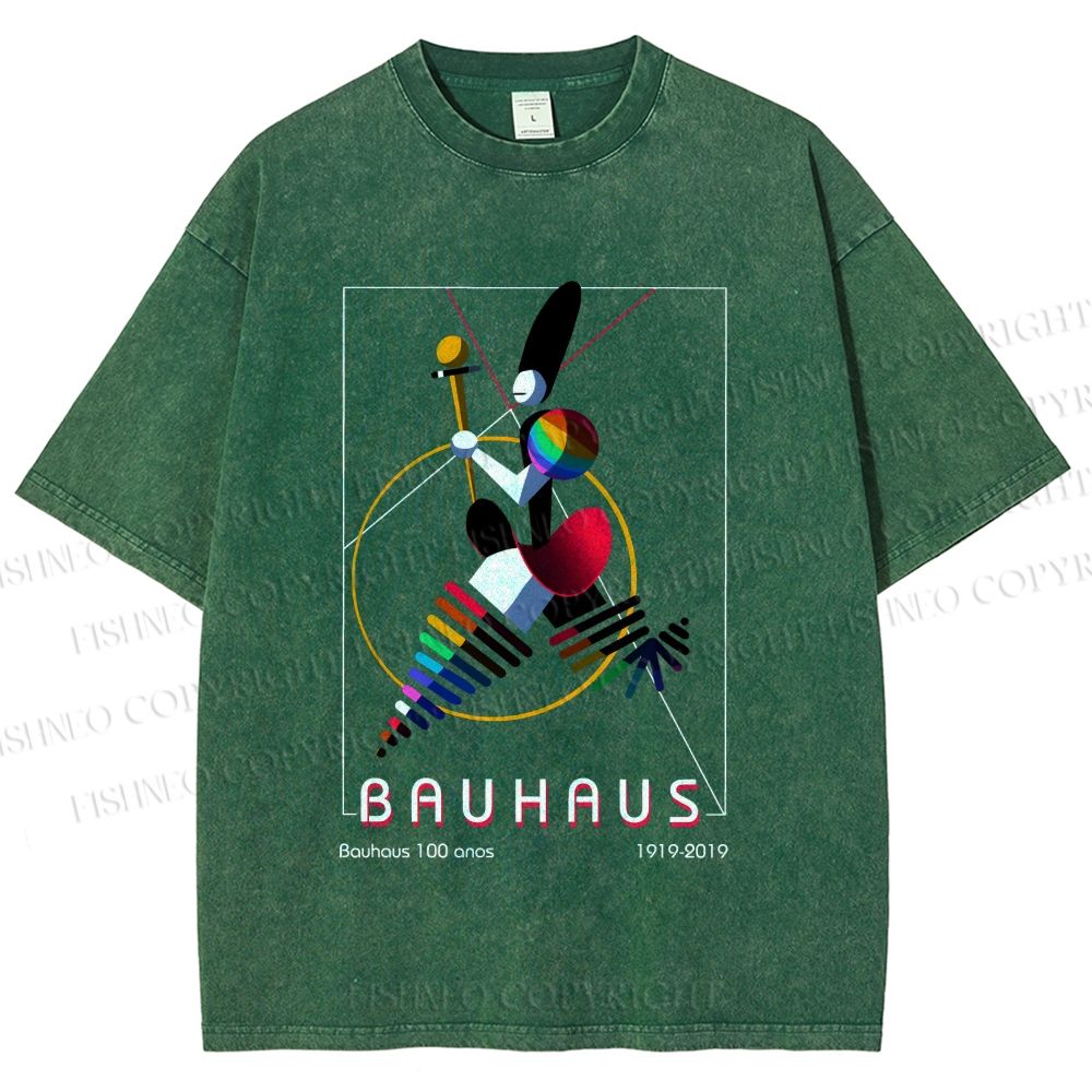 Unisex Bauhaus Abstract Art Magazine Printed Washed Tee