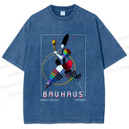 Unisex Bauhaus Abstract Art Magazine Printed Washed Tee