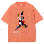 Unisex Bauhaus Abstract Art Magazine Printed Washed Tee