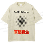 Unisex Yayoi Kusama Polka Dots Printed Washed Tee