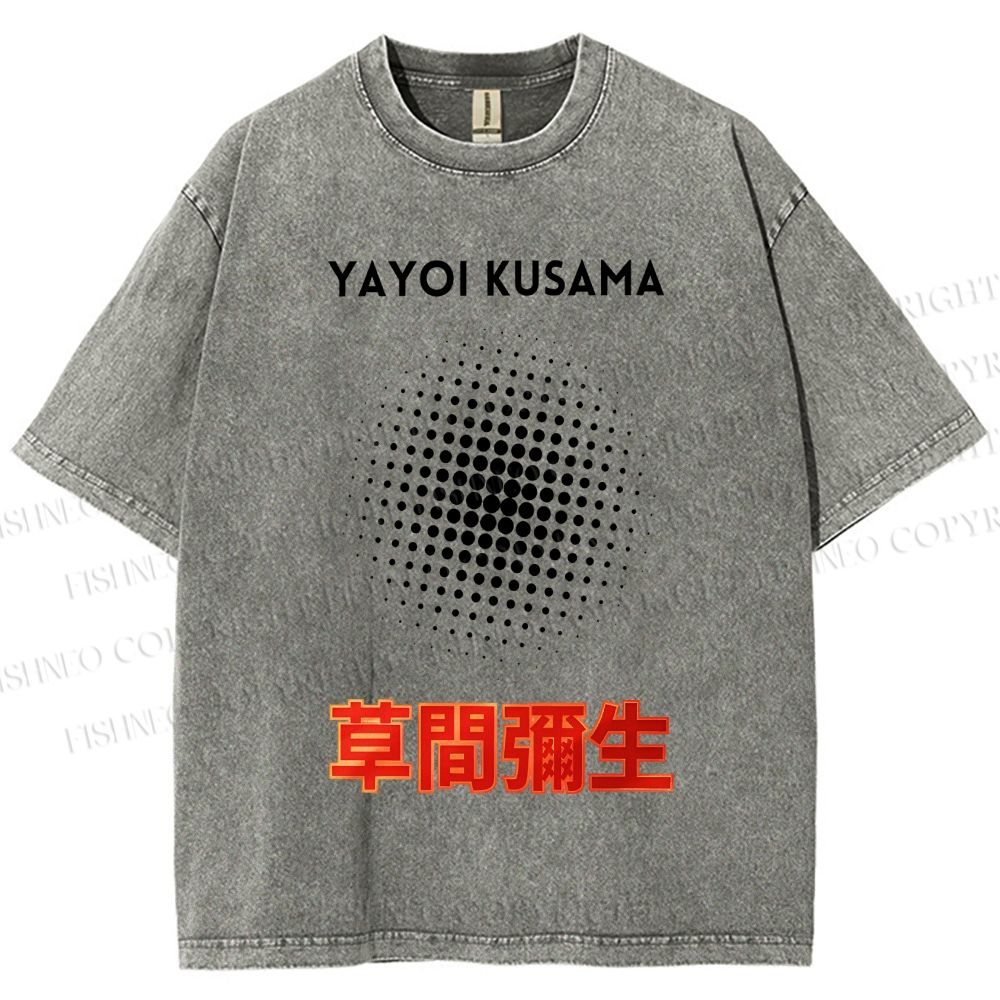 Unisex Yayoi Kusama Polka Dots Printed Washed Tee