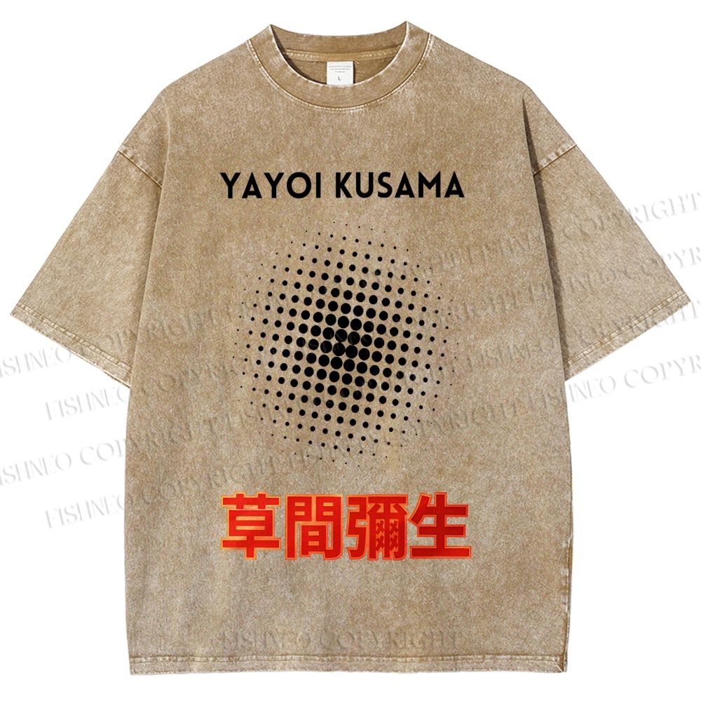 Unisex Yayoi Kusama Polka Dots Printed Washed Tee