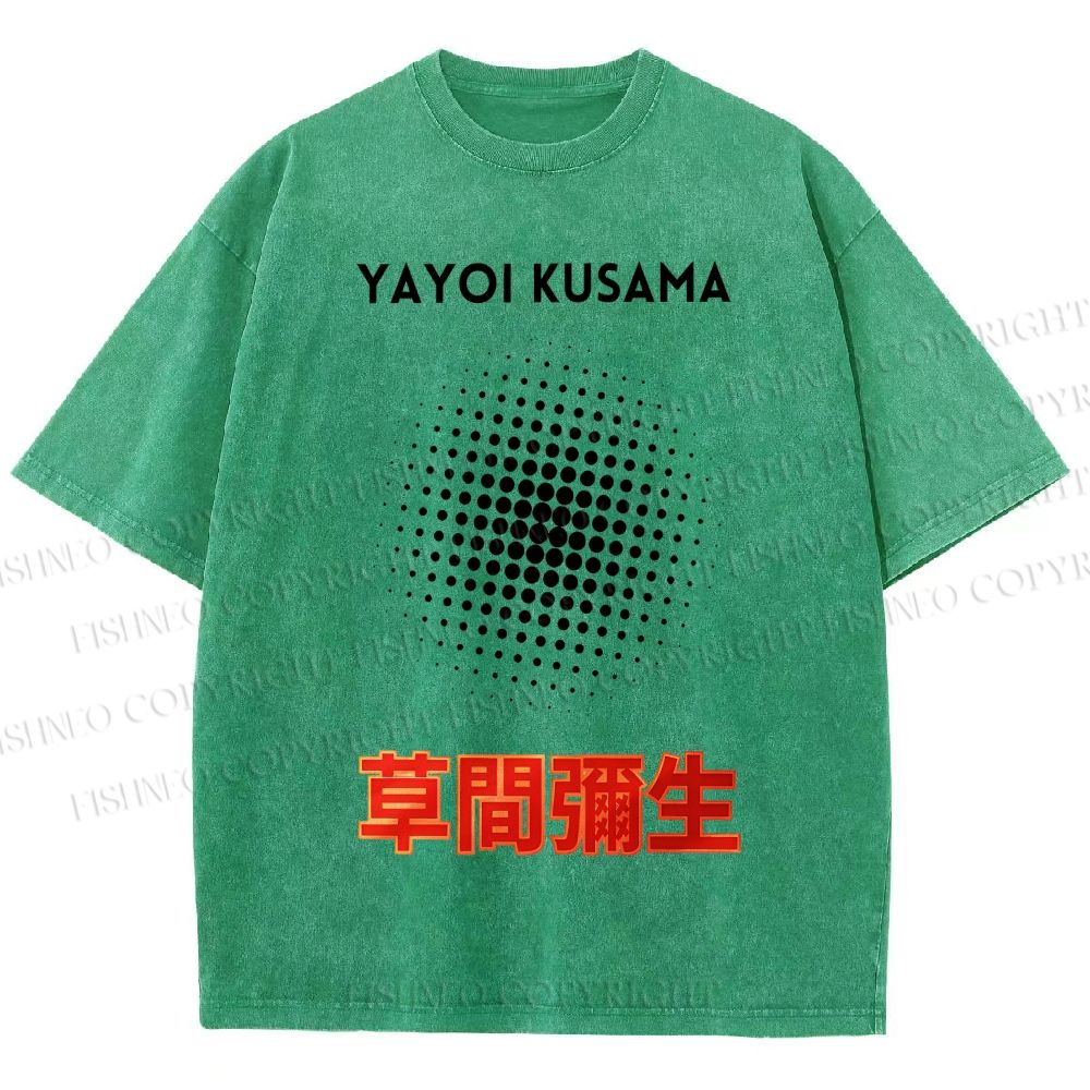 Unisex Yayoi Kusama Polka Dots Printed Washed Tee