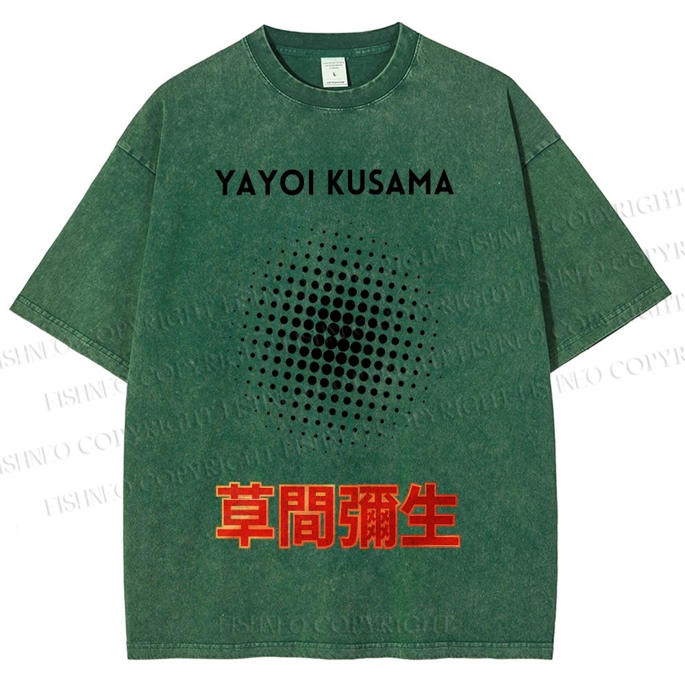 Unisex Yayoi Kusama Polka Dots Printed Washed Tee