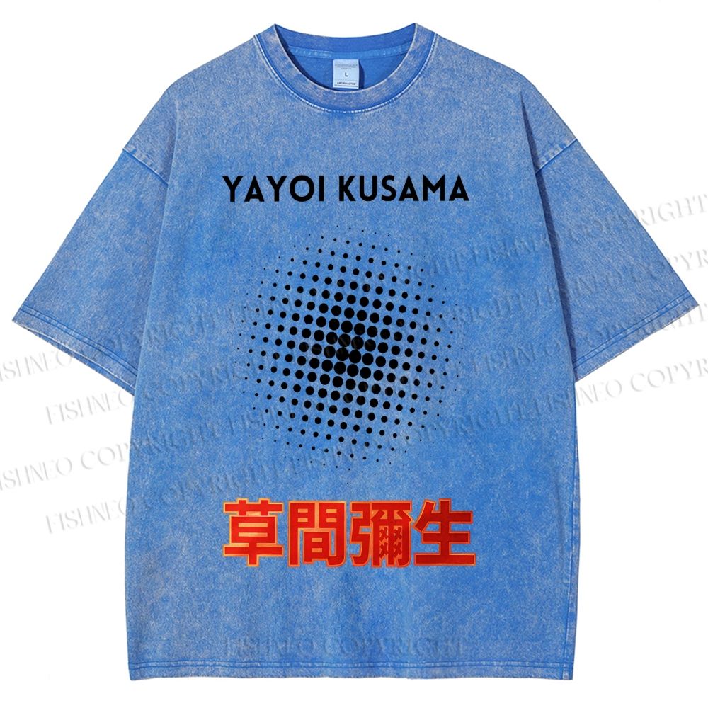 Unisex Yayoi Kusama Polka Dots Printed Washed Tee
