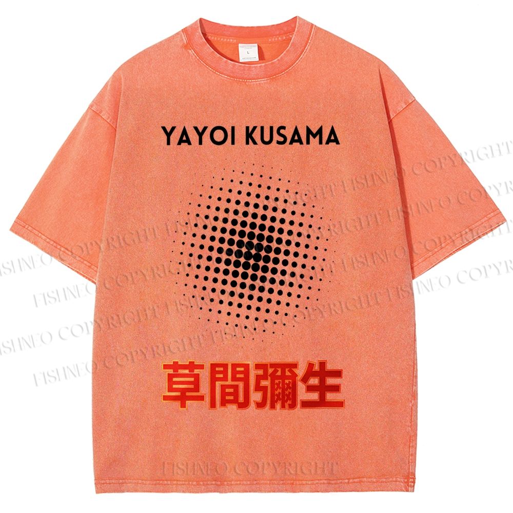Unisex Yayoi Kusama Polka Dots Printed Washed Tee