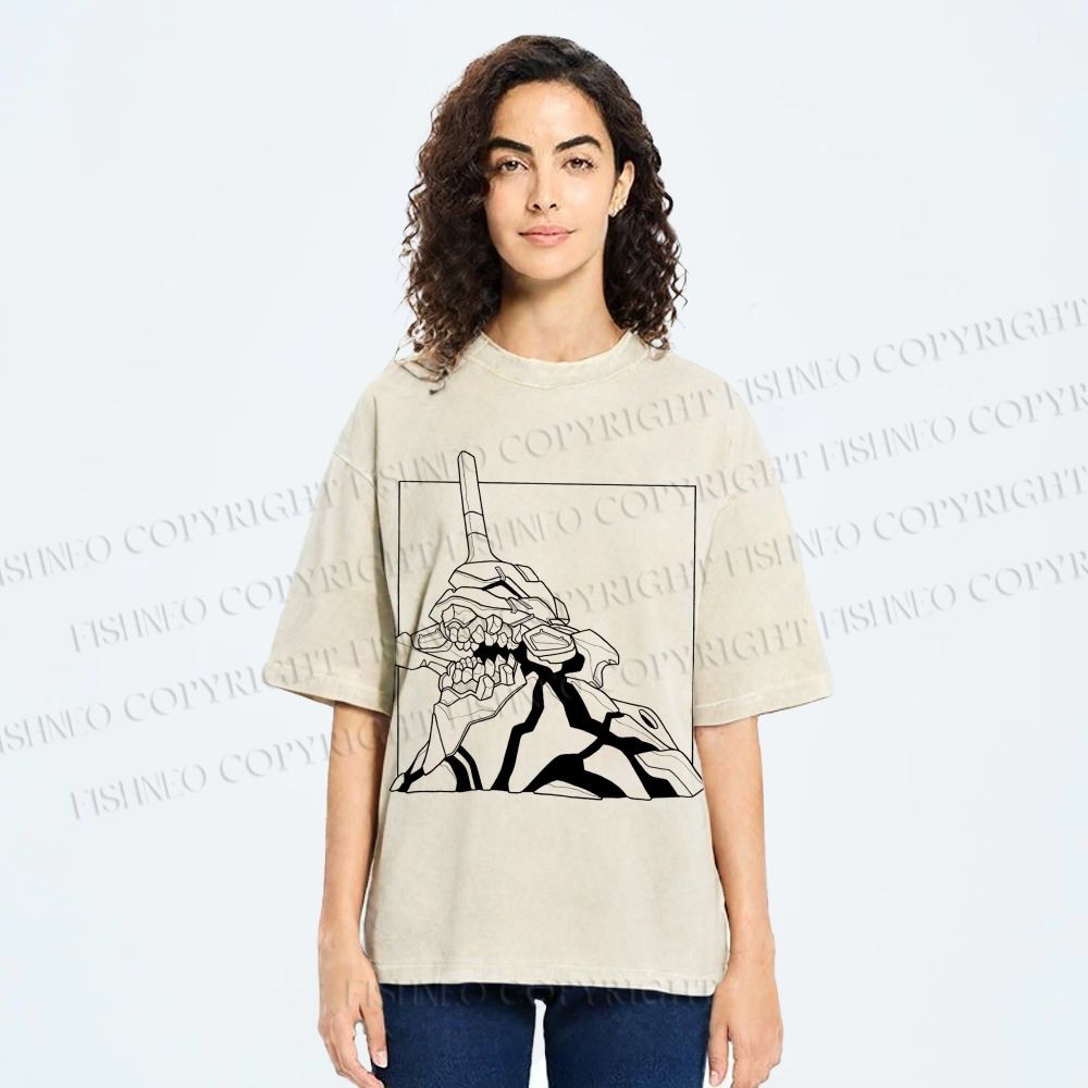 Unisex Evangelion Unit-01 Printed Washed Tee