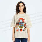 Unisex Japanese Graffiti Printed Washed Tee