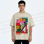 Unisex Yayoi Kusama Graffiti Geometry Printed Washed Tee