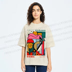 Unisex Yayoi Kusama Graffiti Geometry Printed Washed Tee