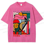 Unisex Yayoi Kusama Graffiti Geometry Printed Washed Tee