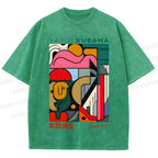 Unisex Yayoi Kusama Graffiti Geometry Printed Washed Tee