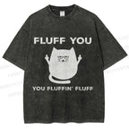 Unisex Fluff You Sassy Black Cat Printed Washed Tee