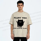 Unisex Fluff You Sassy Black Cat Printed Washed Tee