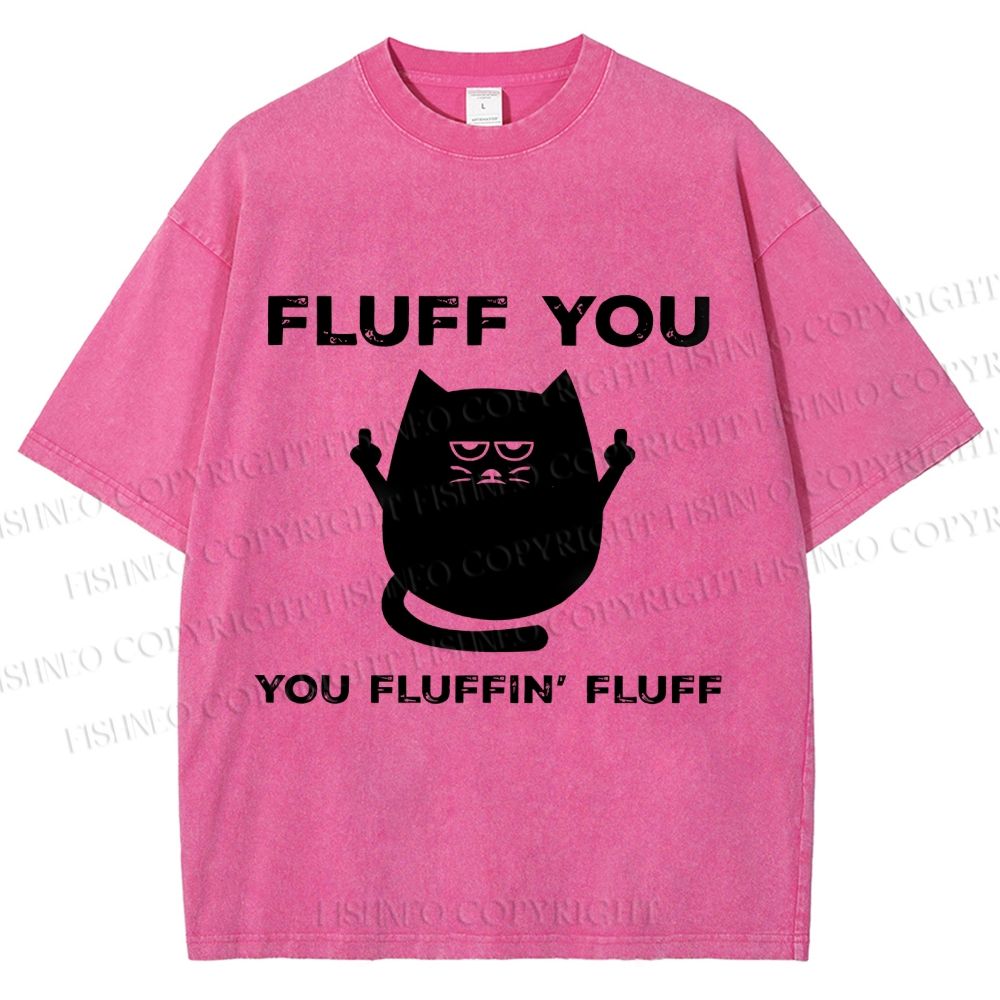 Unisex Fluff You Sassy Black Cat Printed Washed Tee
